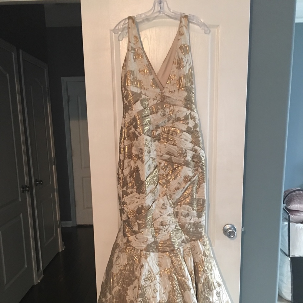 Beautiful JS Collections white and gold gown